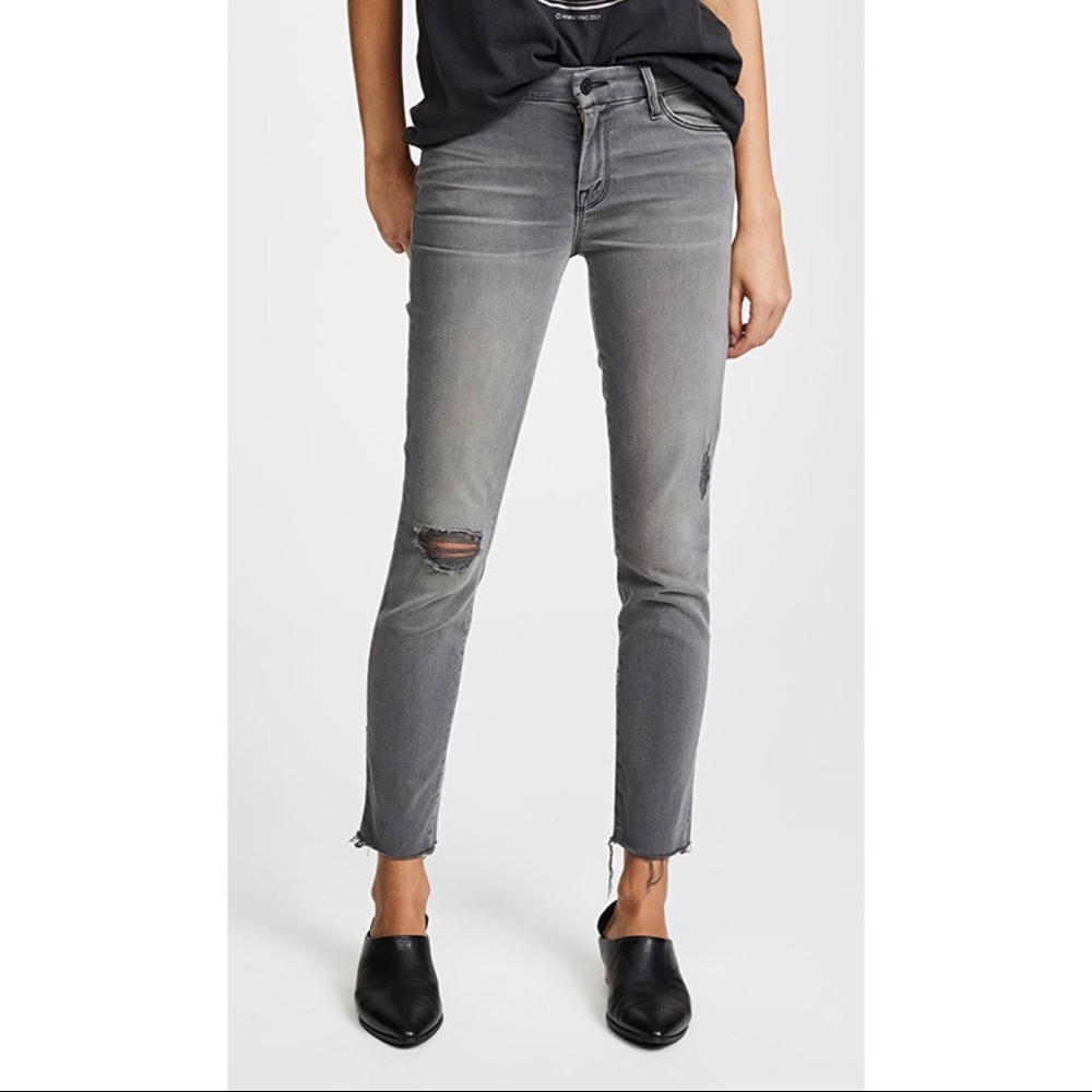 •MOTHER• looker ankle gray distressed jeans